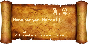 Mansberger Marcell névjegykártya